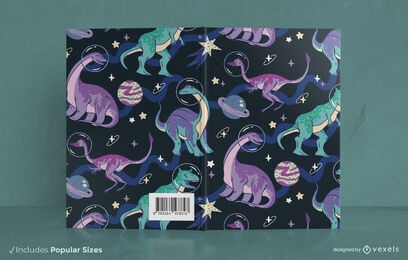 Dinosaurier im Weltraumbuch-Cover-Design