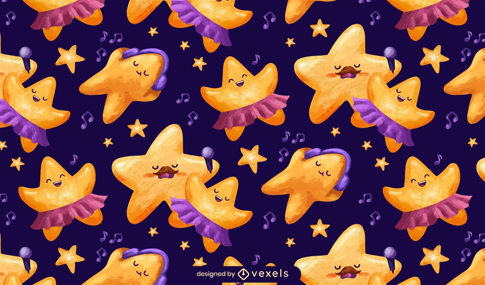 Watercolor stars pattern design