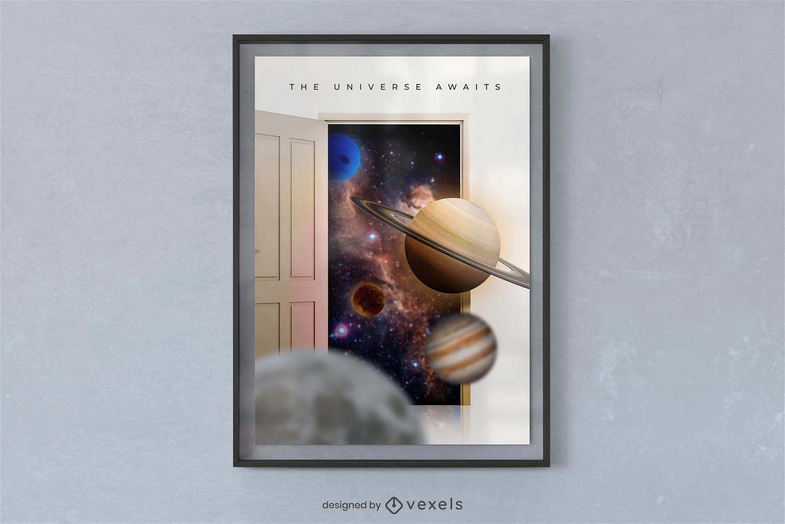 Planetas del universo y diseño de carteles espaciales.