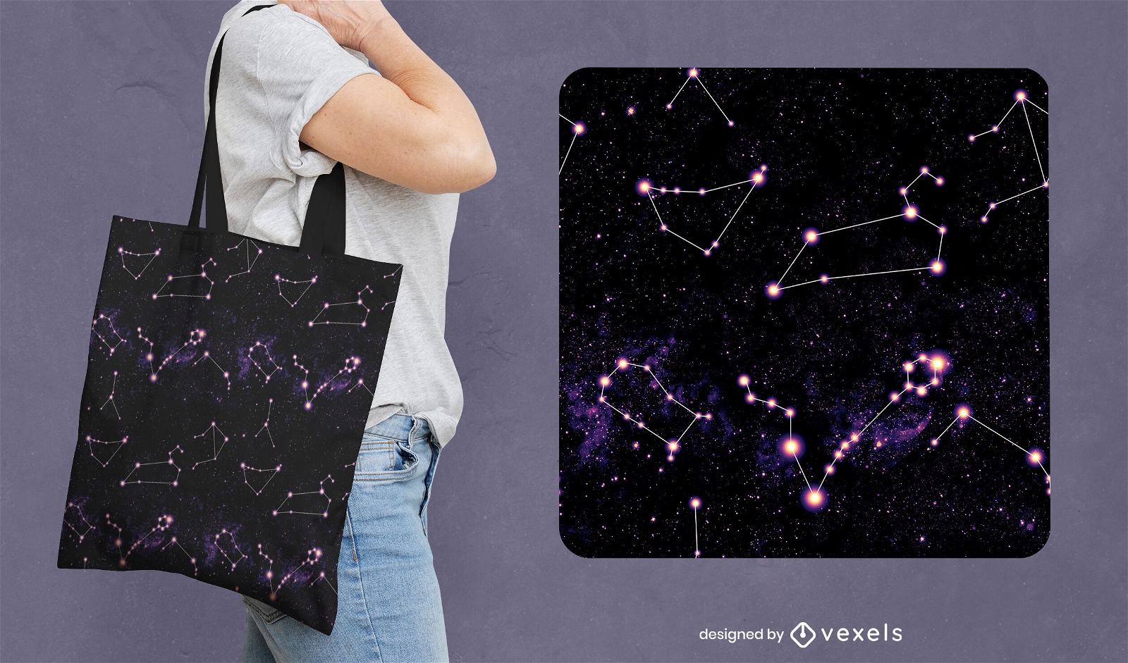 Taschendesign mit Sternkonstellationen