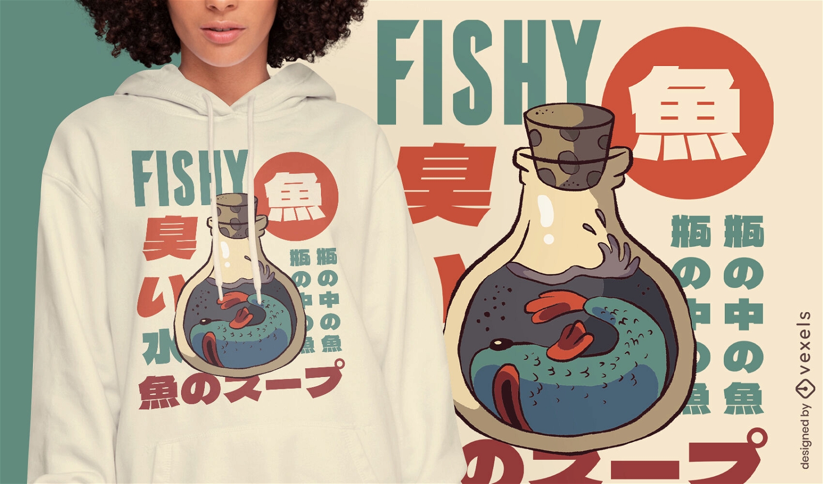 Animal marinho de peixe em um design de camiseta de jarra