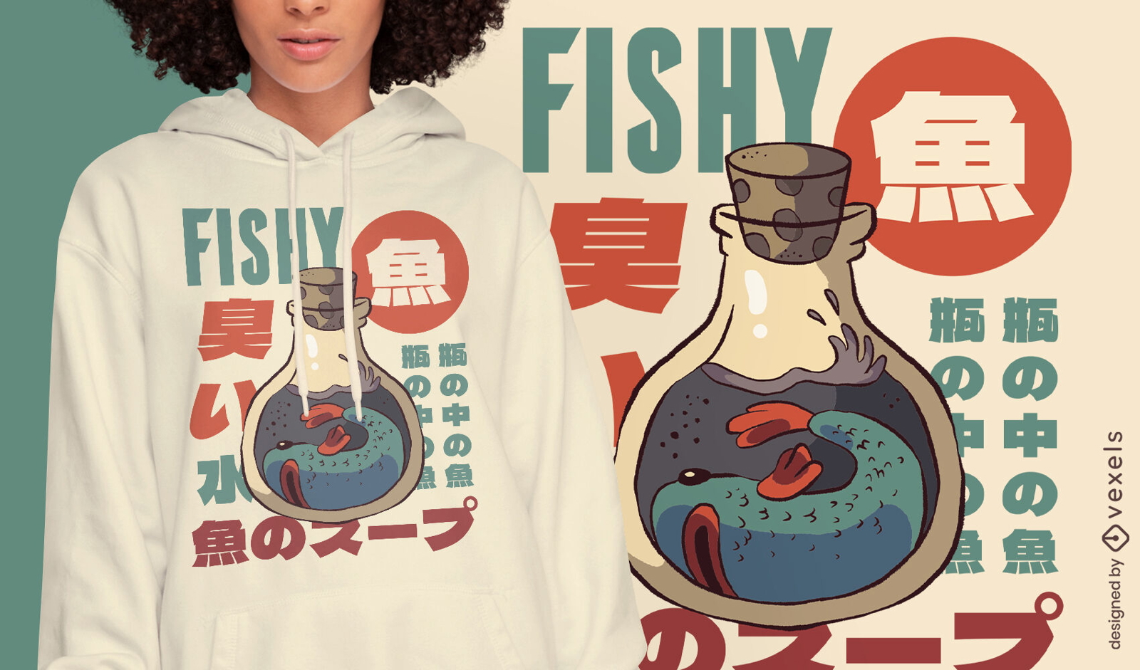 Fisch-Meerestier in einem T-Shirt-Design