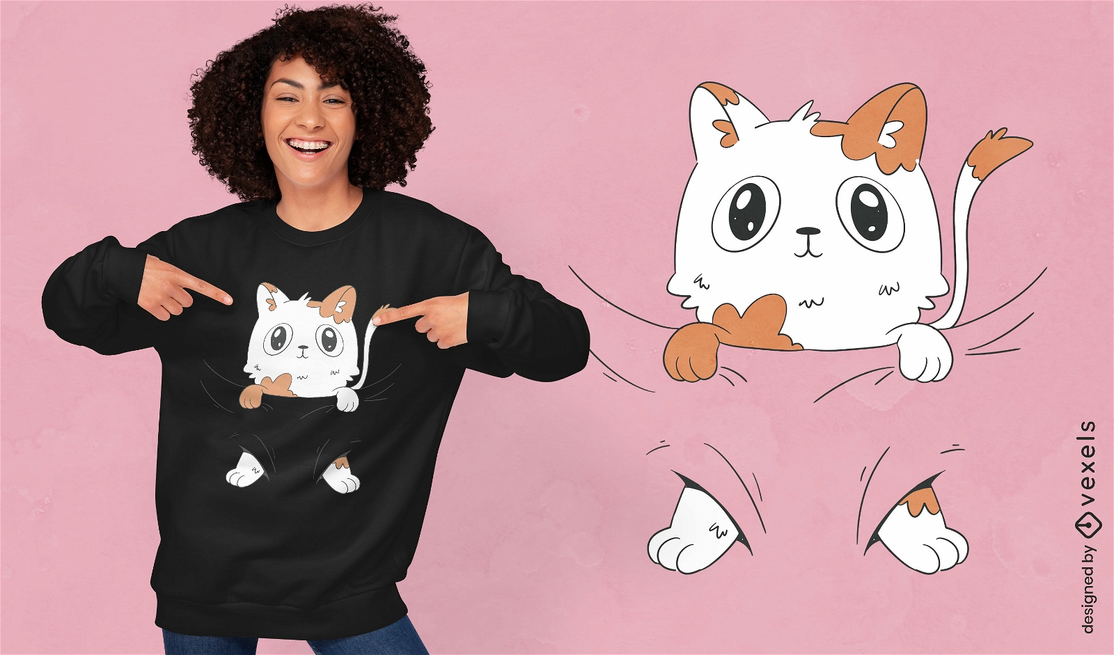 Design de camiseta de desenho animado de animal bebê gato