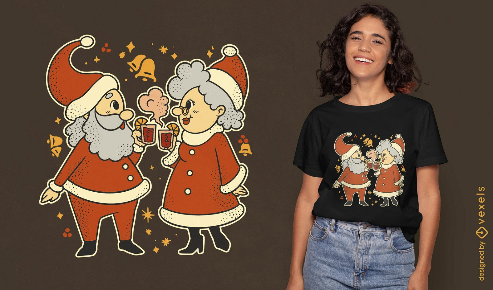 Diseño de camiseta de Sr. y Sra. Claus