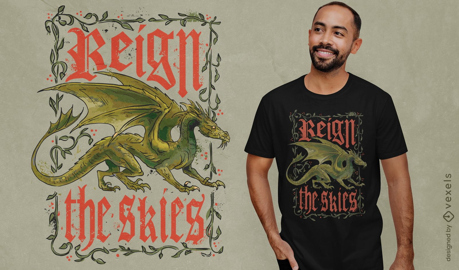 Antiker Drache-Fantasiegeschöpf-T-Shirt-Design