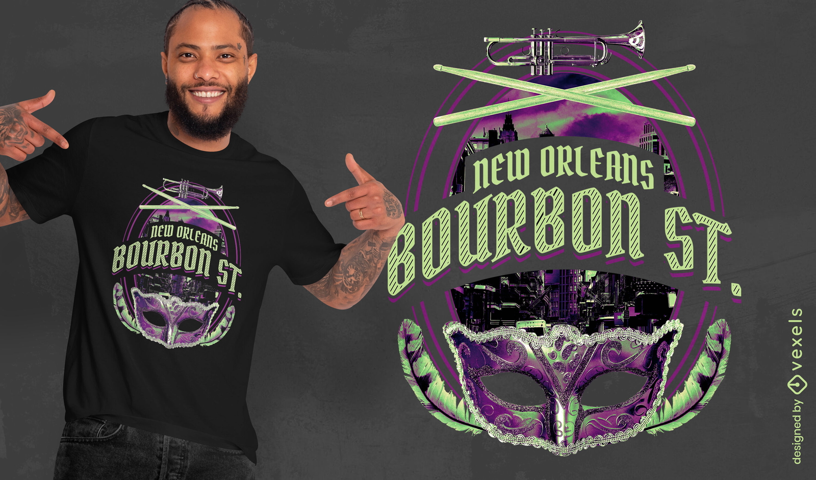 Diseño de camiseta de mardi gras de Nueva Orleans