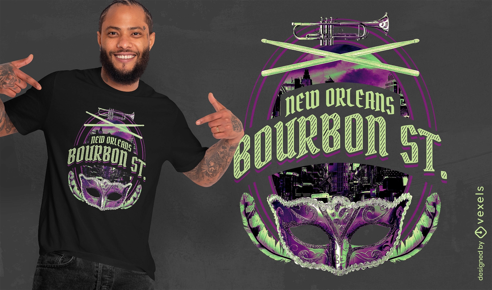 New-Orleans-Karneval-T-Shirt Entwurf