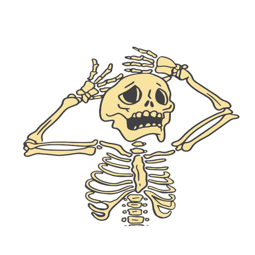 Skeleton with his hands up PNG Design