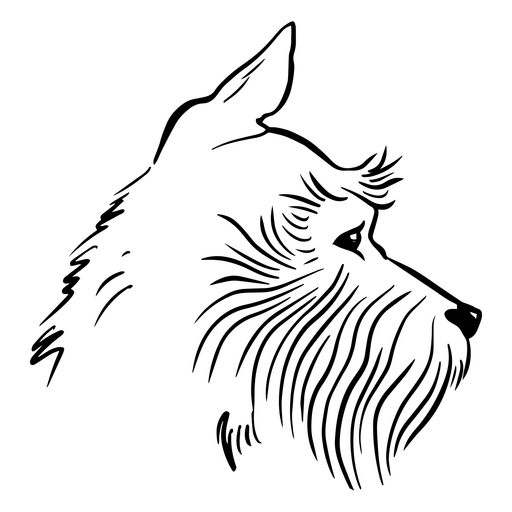Desenho de arte de linha de perfil de cachorro estilizado Desenho PNG
