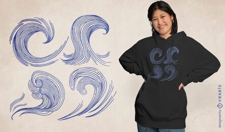 Design minimalista de camiseta com ondas