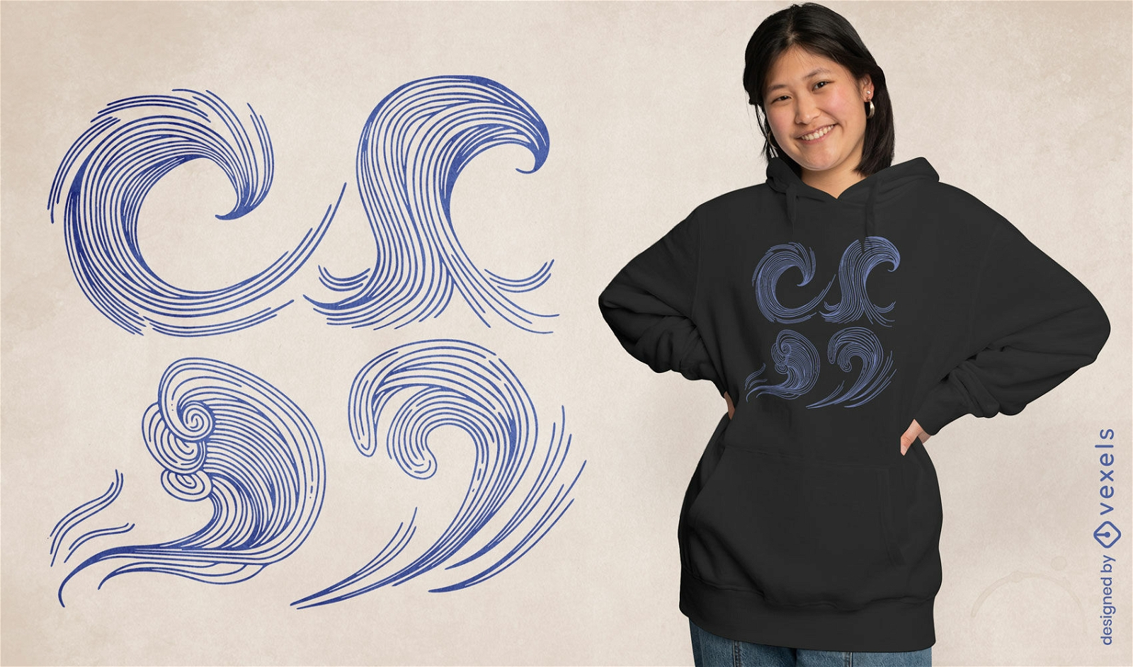 Minimalist waves t-shirt design