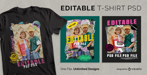 Magazin Collage skalierbares T-Shirt PSD