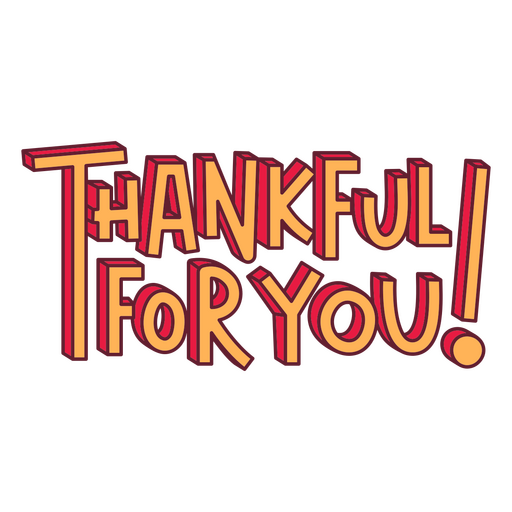 Thankful for you orange lettering PNG Design