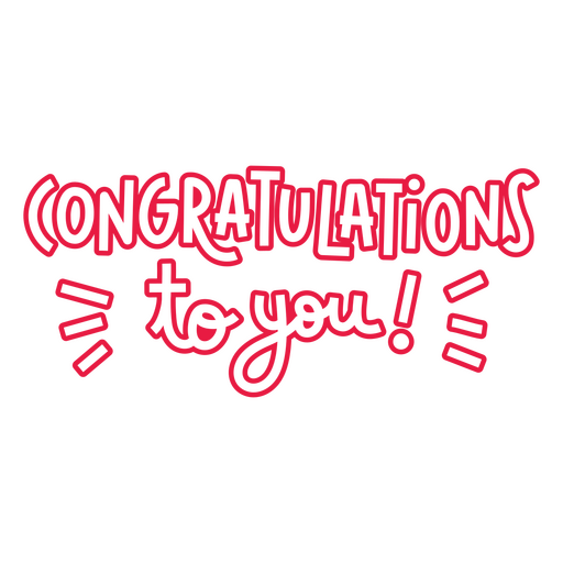 Congratulations to you in red lettering PNG Design