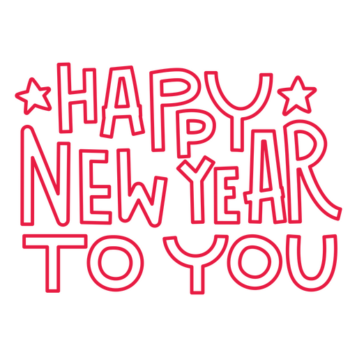 Happy new year to you in red lettering PNG Design