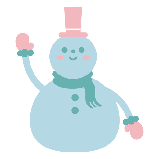 Blauer Schneemann mit Mütze und Schal PNG-Design