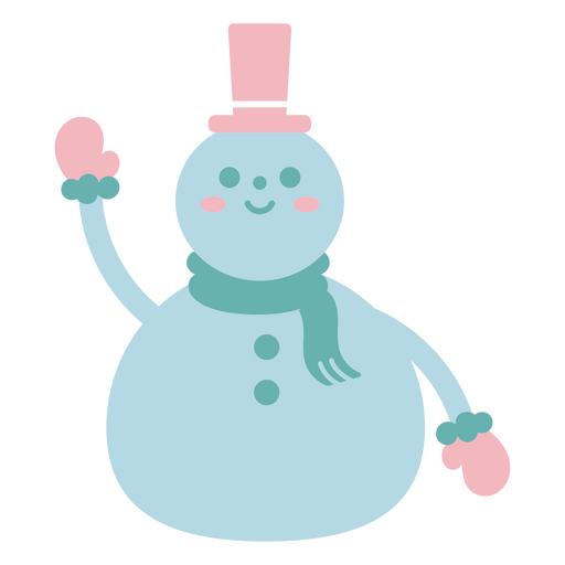 Mu?eco de nieve azul con sombrero y bufanda. Diseño PNG