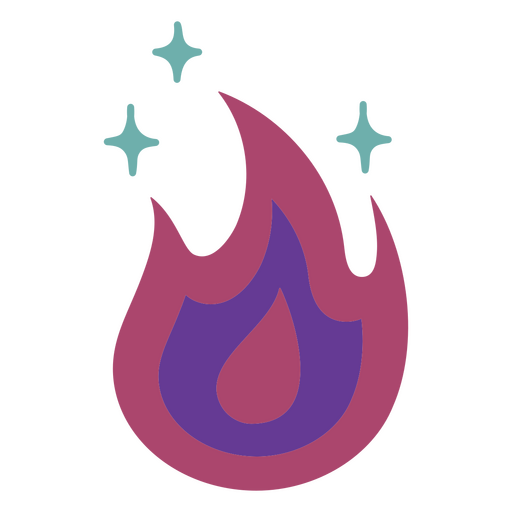 Purple flame with stars on it PNG Design