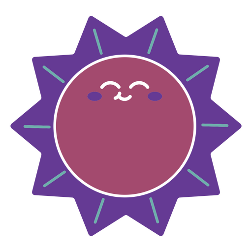 Purple sun with a smiley face PNG Design