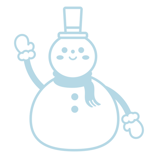 Muñeco de nieve con sombrero y bufanda saluda Diseño PNG