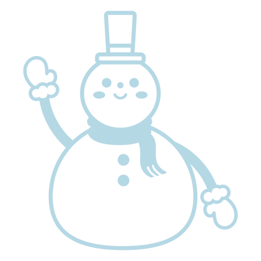Snowman wearing a hat and scarf is waving PNG Design