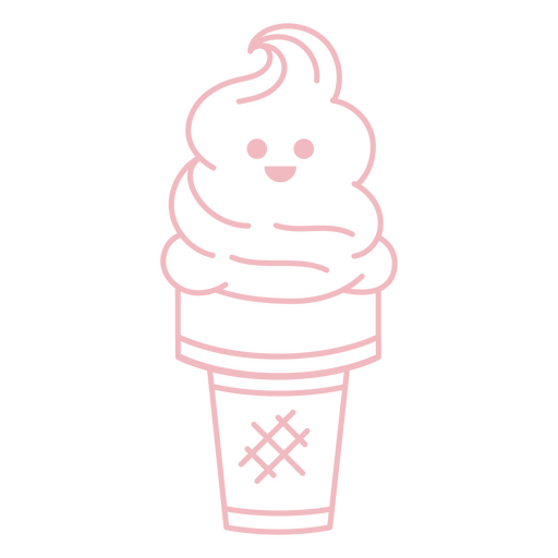 Pink ice cream cone stroke PNG Design