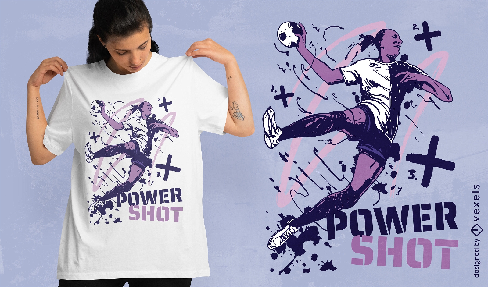 Handball female player t-shirt design