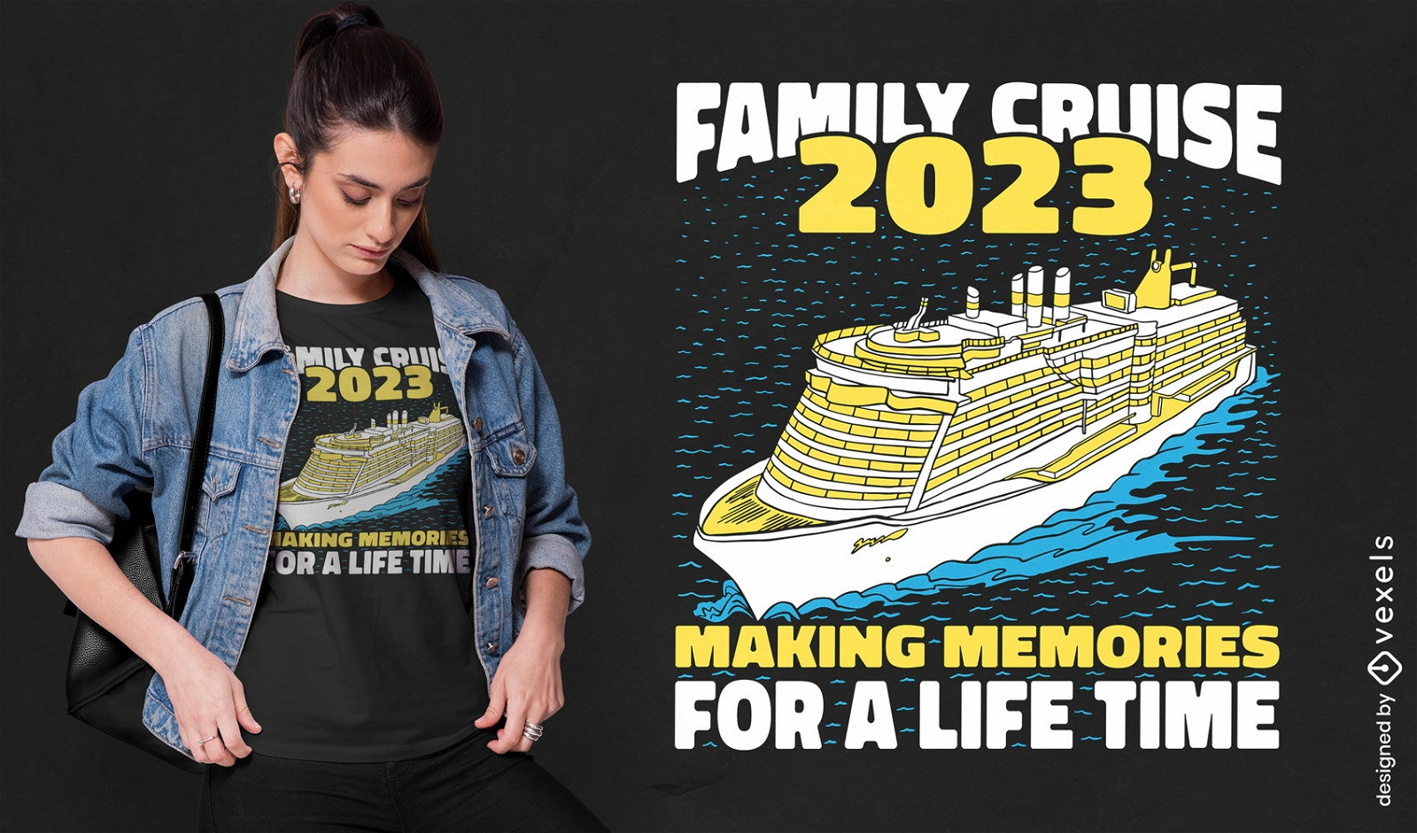 Design de camiseta de viagem de cruzeiro em família