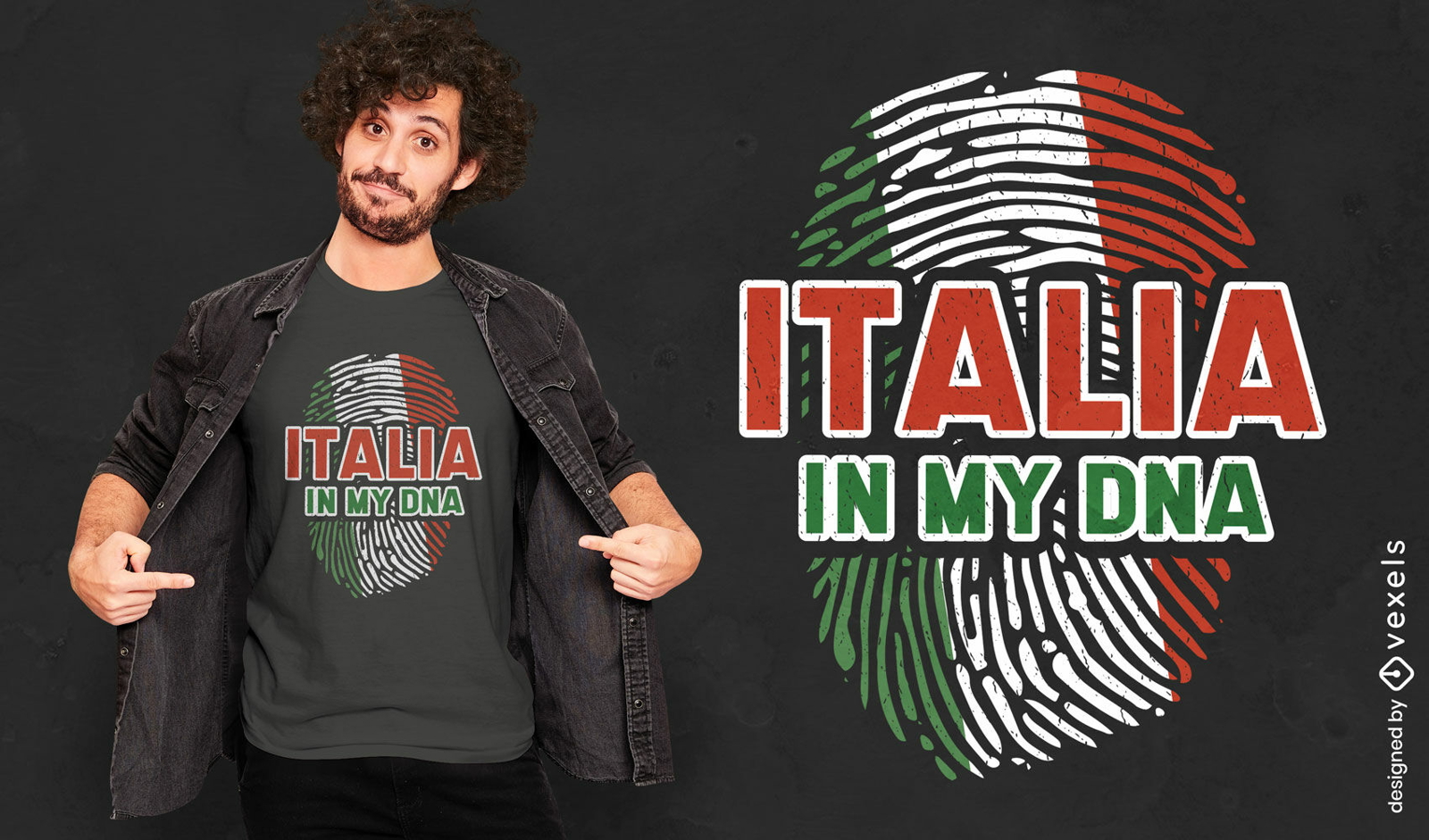 Diseño de camiseta de huella digital de Italia.