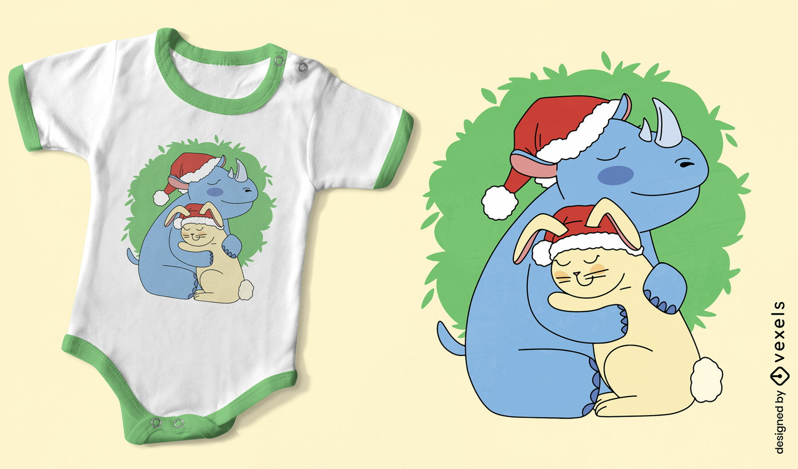 Süßes Hasen- und Nashorn-Kinder-T-Shirt-Design