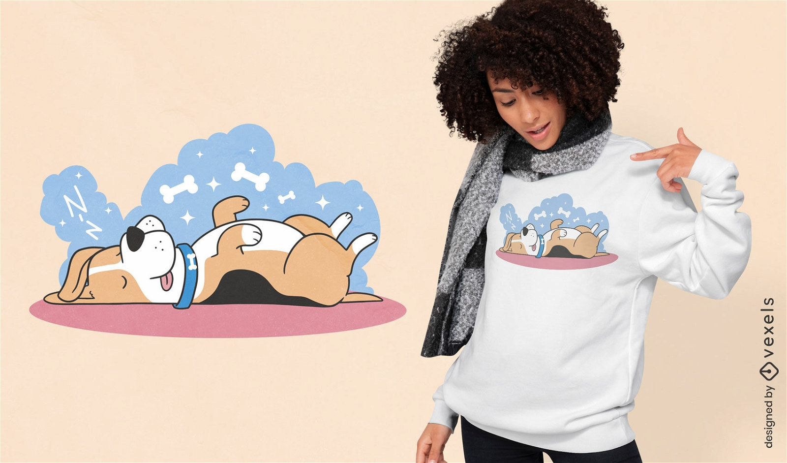 Design de camiseta beagle dormindo