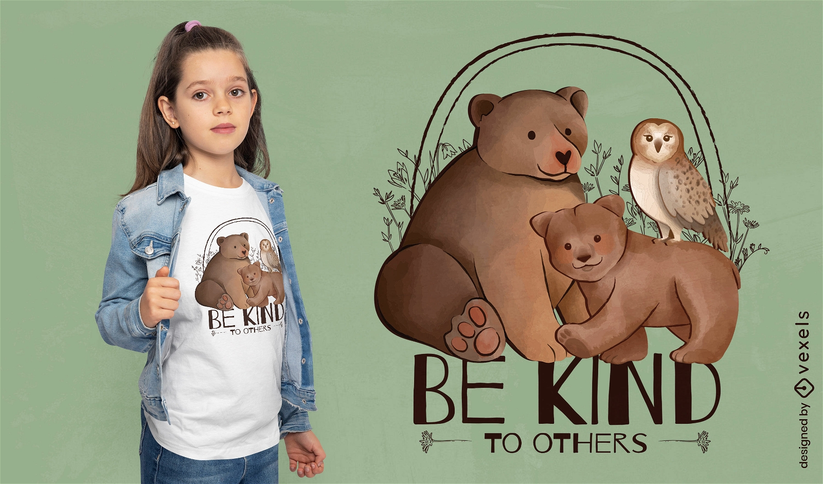 Design de camiseta de família de animais de urso pardo