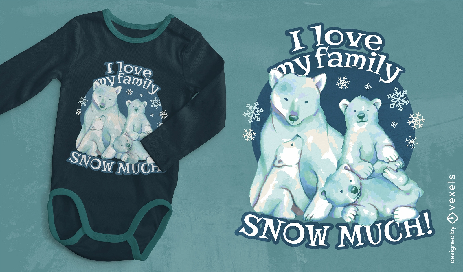 Design de camiseta fofo de animais de urso polar