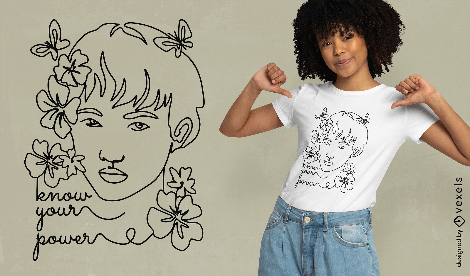 Diseño de camiseta de persona con flores.