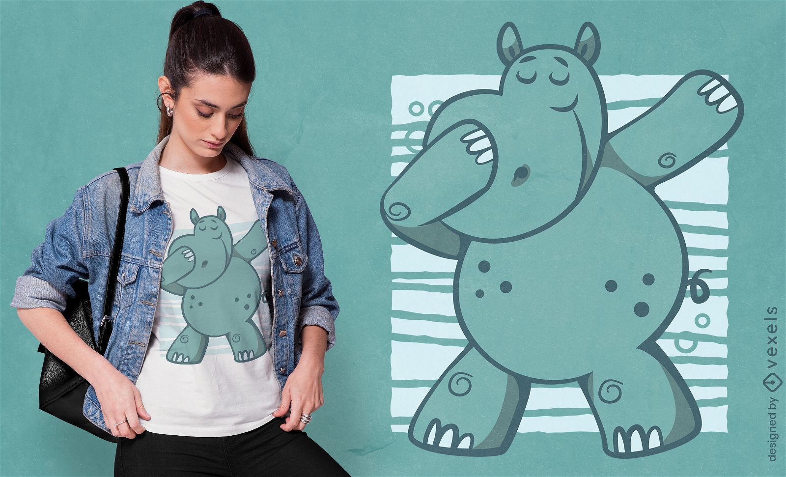 Cartoon Hippo Klecks T-Shirt-Design
