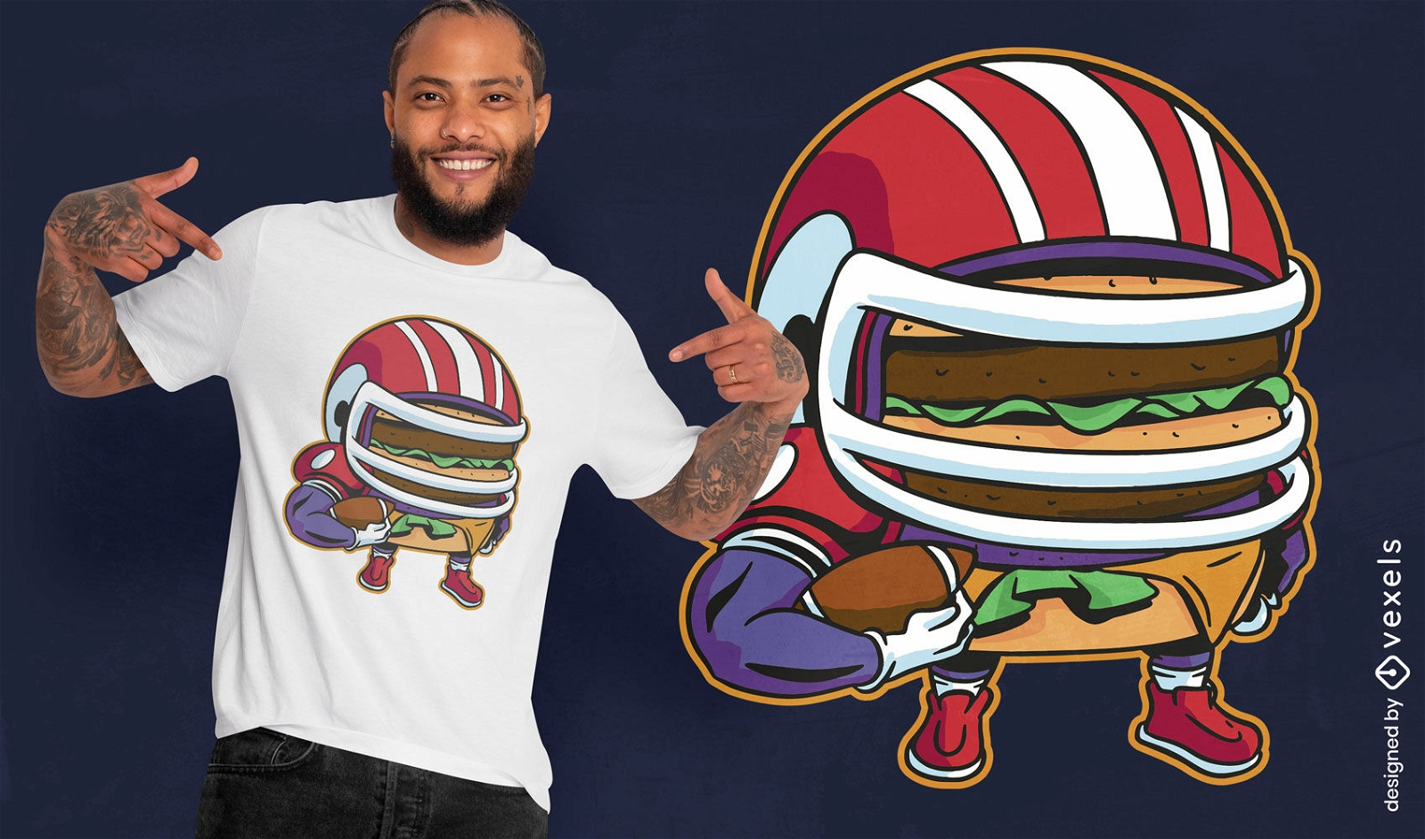 Burger football t-shirt design