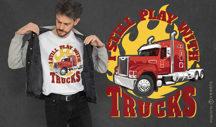 Red truck transportation t-shirt design