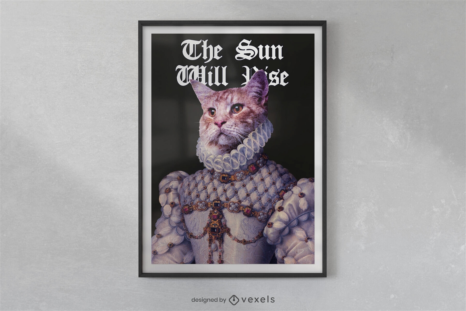 Dise?o de cartel de realeza animal rey gato