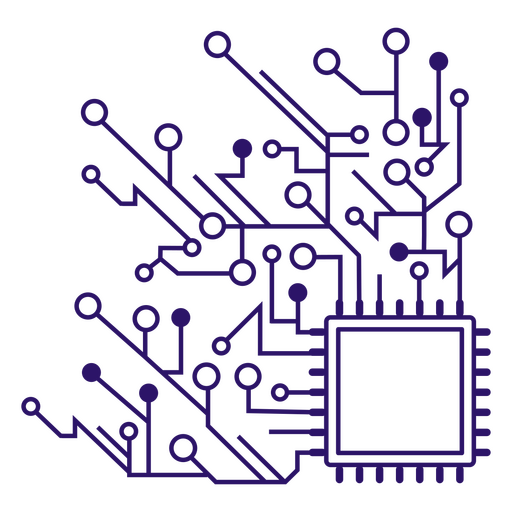 Diseño elegante de placa de circuito con chip integrado. Diseño PNG