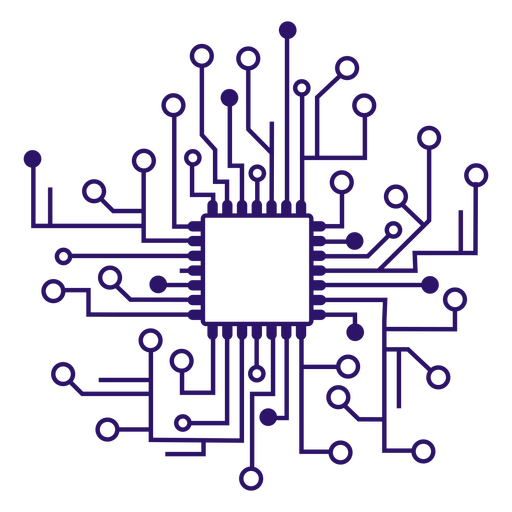 Diseño intrincado de placa de circuito con elementos de microchip Diseño PNG