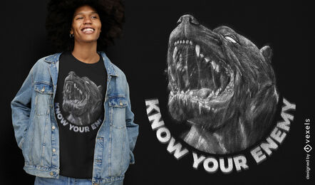 Design de camiseta de cachorro pitbull realista