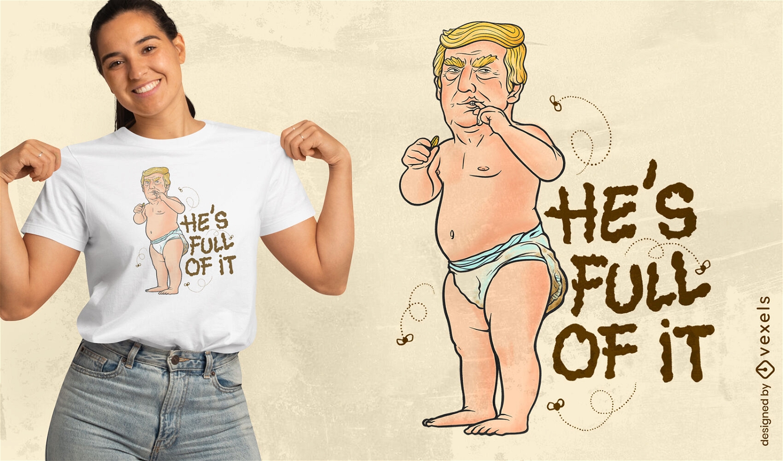 Design de camiseta paródica do presidente do bebê