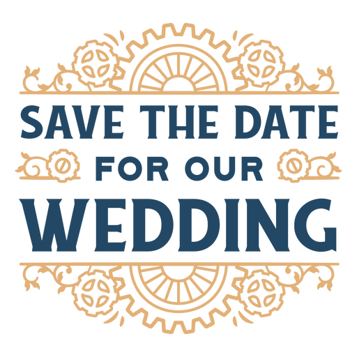 Reserva la fecha para nuestra insignia de boda. Diseño PNG