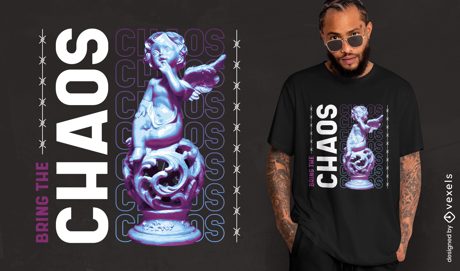 T-shirt 3D da estátua do cupido do bebê anjo psd