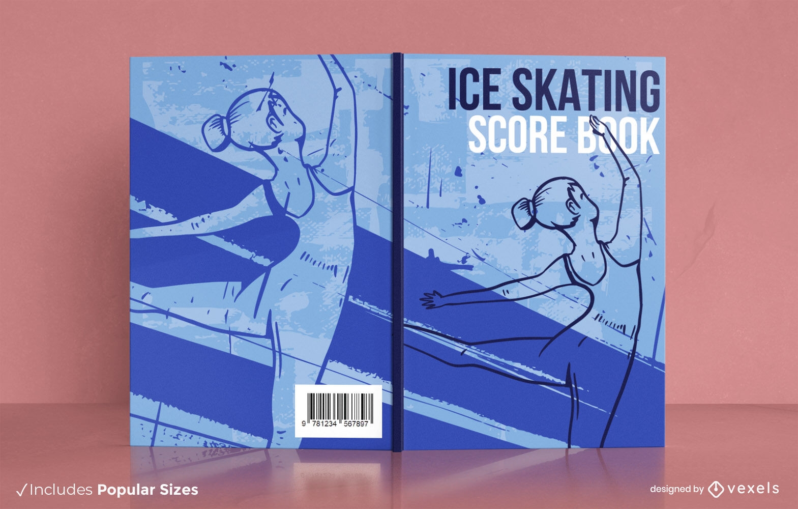 Dise?o de portada de libro de deporte de patinaje sobre hielo de mujer