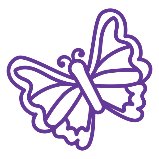 Mariposa de trazo morado Diseño PNG