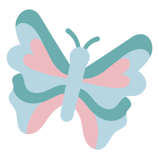 Mariposa azul y rosa plana. Diseño PNG