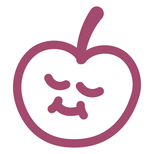 Manzana rosa con los ojos cerrados. Diseño PNG