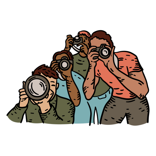 Group of people taking pictures with their cameras PNG Design