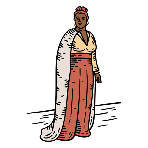 Illustration of a woman in a long dress PNG Design